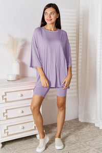 Thumbnail for Sustainable Full Size Soft Rayon Three-Quarter Sleeve Top and Shorts Set