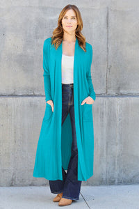Thumbnail for Sustainable Full Size Open Front Long Sleeve Cover Up - Opulence & Essence
