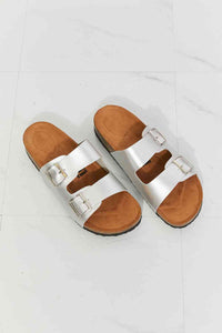 Thumbnail for MMShoes Best Life Double-Banded Slide Sandal in Silver - Opulence & Essence