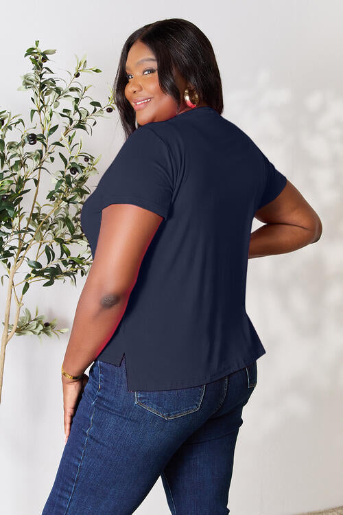Sustainable Full Size Round Neck Short Sleeve T-Shirt - Opulence & Essence