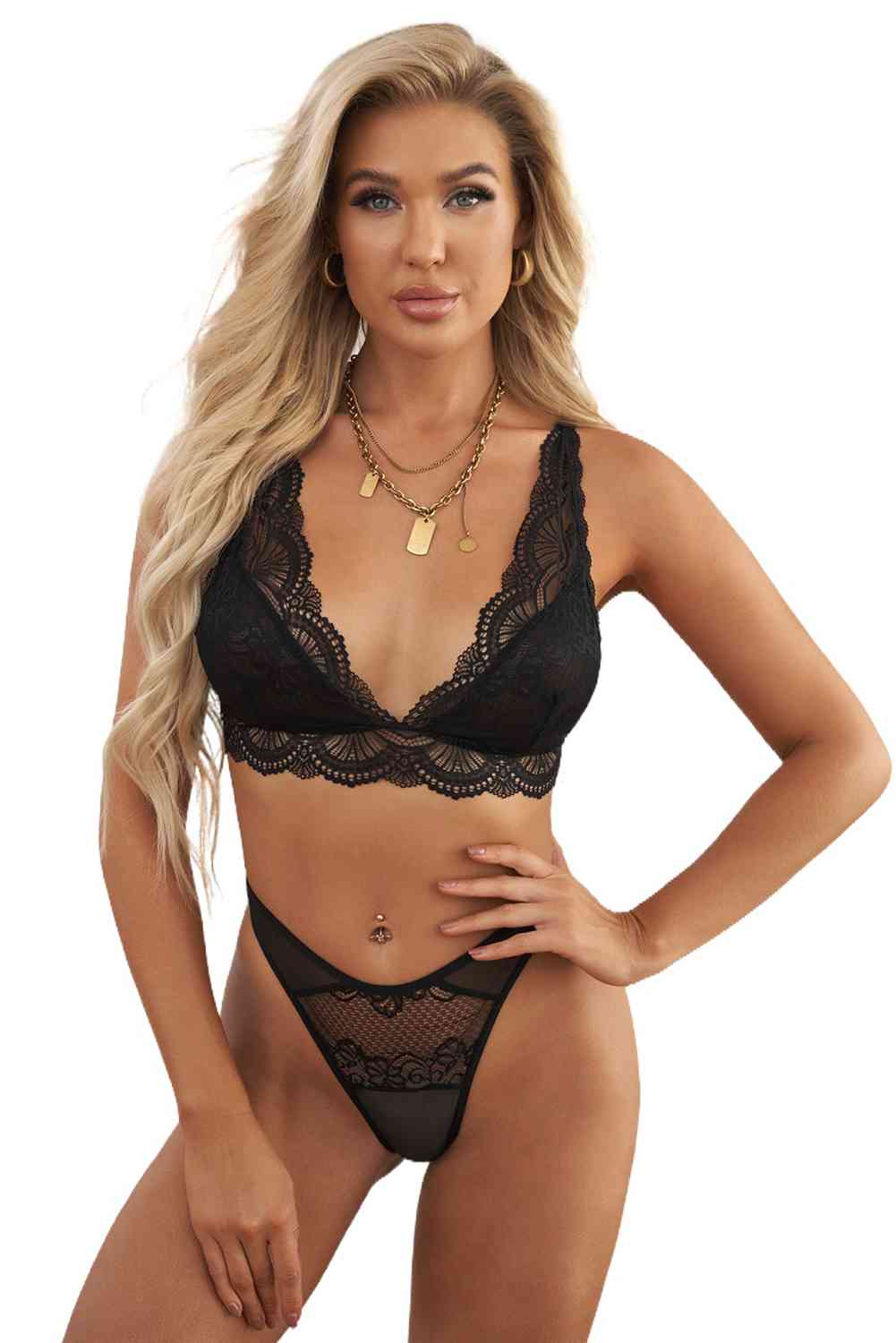 Lace Scalloped Lingerie Set - Opulence & Essence