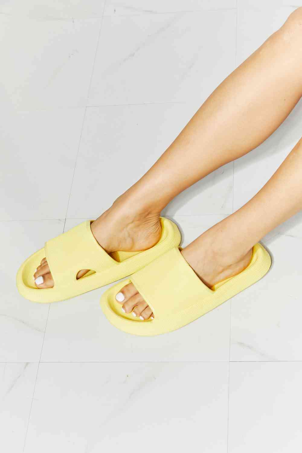 MMShoes Arms Around Me Open Toe Slide in Yellow - Opulence & Essence