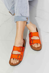 Thumbnail for MMShoes Feeling Alive Double Banded Slide Sandals in Orange - Opulence & Essence