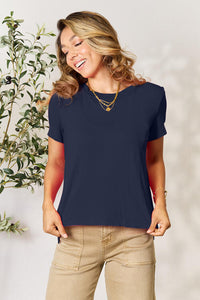 Thumbnail for Sustainable Full Size Round Neck Short Sleeve T-Shirt - Opulence & Essence