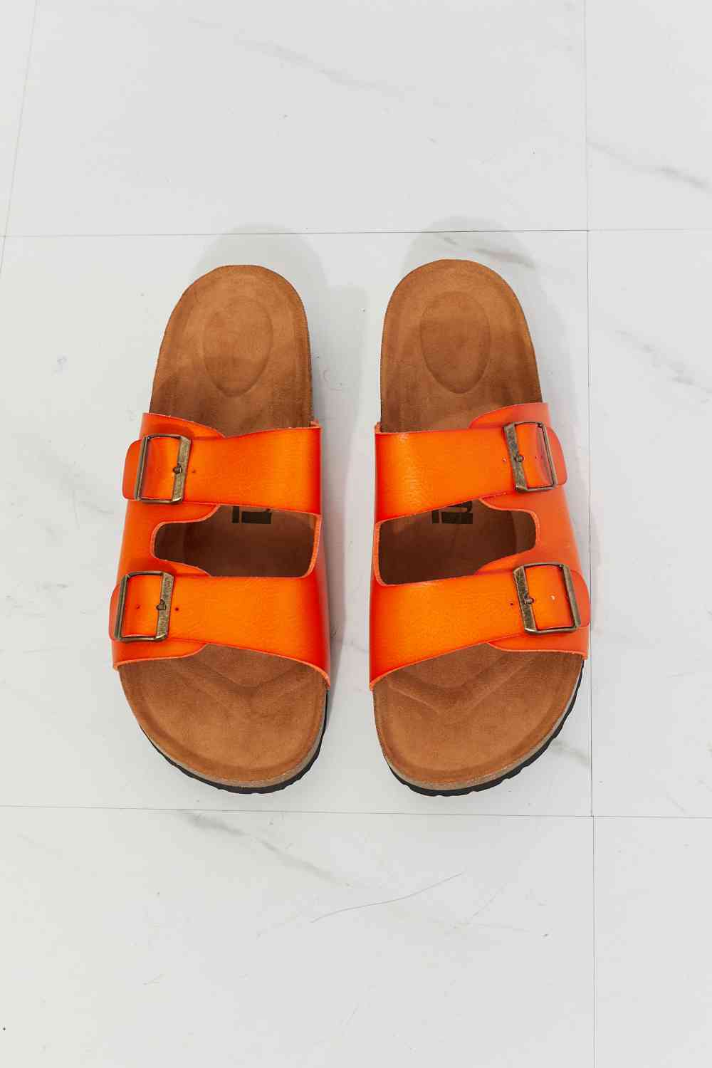 MMShoes Feeling Alive Double Banded Slide Sandals in Orange - Opulence & Essence