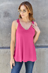 Thumbnail for Sustainable Full Size Lace Detail V-Neck Cutout Cami - Opulence & Essence