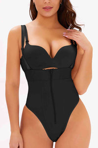 Thumbnail for Full Size Adjustable Strap Zip-Up Shaping Bodysuit - Opulence & Essence