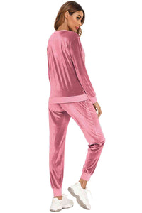 Thumbnail for Round Neck Long Sleeve Loungewear Set with Pockets - Opulence & Essence