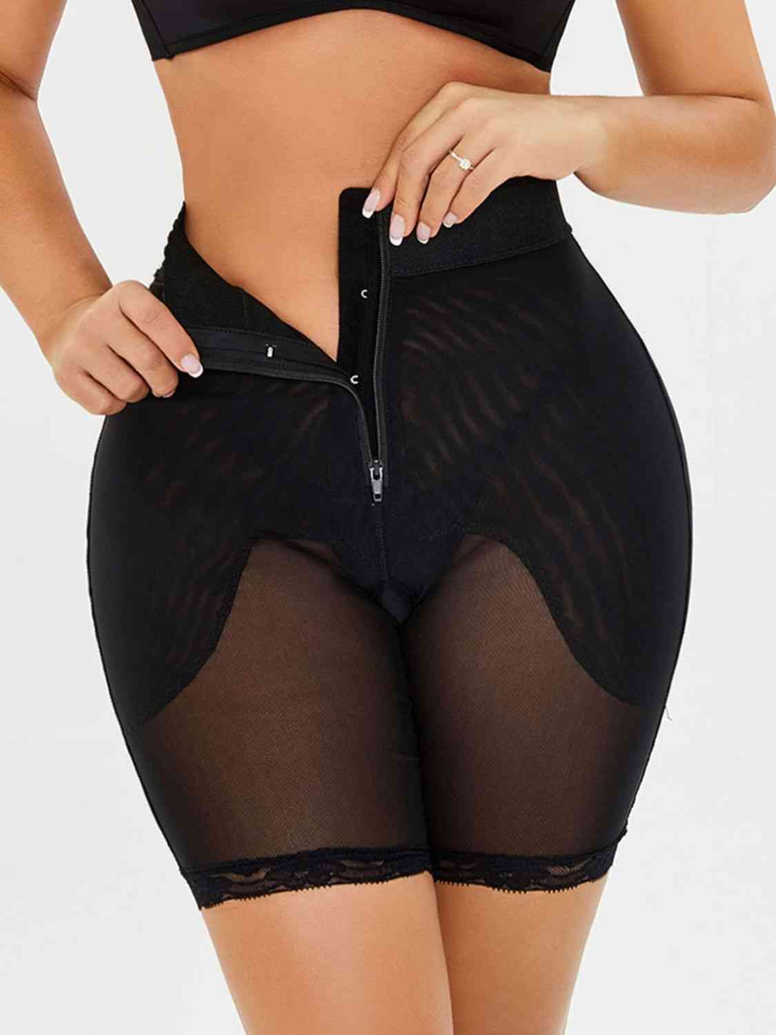 Full Size High-Waisted Lace Trim Shaping Shorts - Opulence & Essence