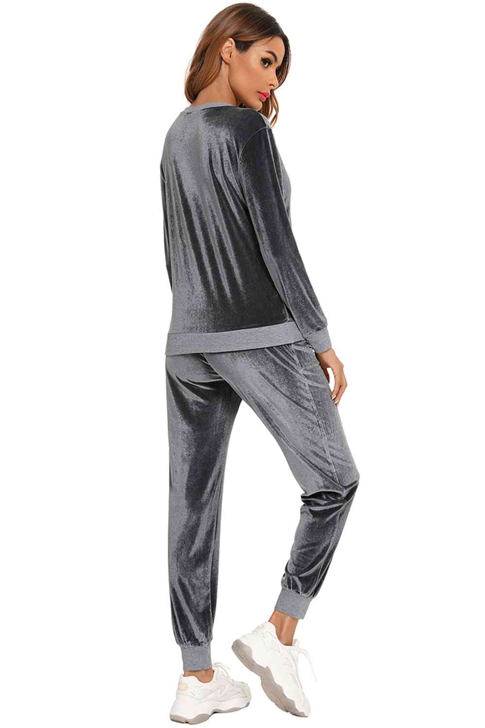 Round Neck Long Sleeve Loungewear Set with Pockets - Opulence & Essence