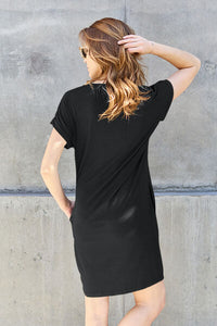 Thumbnail for Sustainable Full Size Round Neck Short Sleeve Dress with Pockets - Opulence & Essence