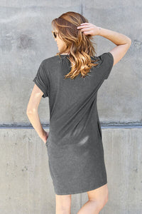 Thumbnail for Sustainable Full Size Round Neck Short Sleeve Dress with Pockets - Opulence & Essence