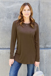 Thumbnail for Sustainable Full Size Round Neck Long Sleeve Top - Opulence & Essence