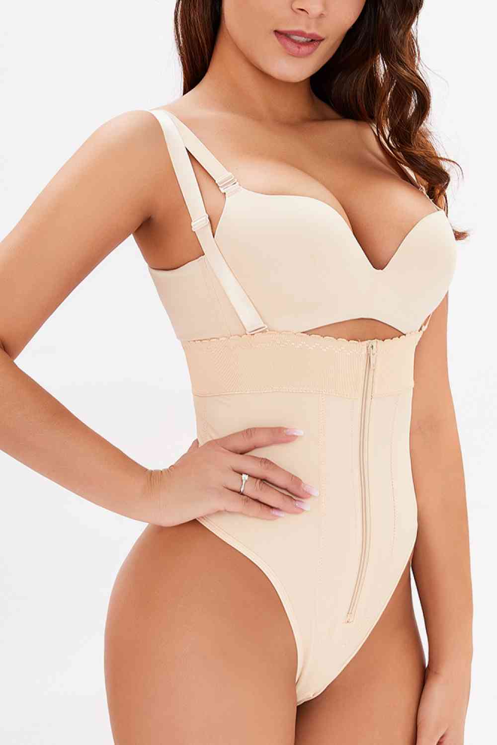 Full Size Adjustable Strap Zip-Up Shaping Bodysuit - Opulence & Essence