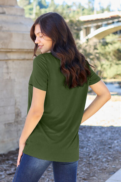 Sustainable Full Size V-Neck Short Sleeve T-Shirt - Opulence & Essence