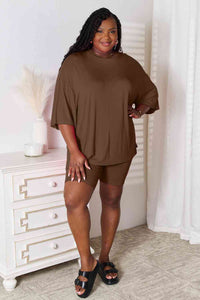 Thumbnail for Sustainable Full Size Soft Rayon Three-Quarter Sleeve Top and Shorts Set - Opulence & Essence