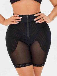 Thumbnail for Full Size High-Waisted Lace Trim Shaping Shorts - Opulence & Essence