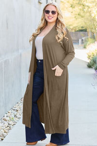 Thumbnail for Sustainable Full Size Open Front Long Sleeve Cover Up - Opulence & Essence