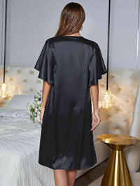 Thumbnail for V-Neck Flutter Sleeve Night Dress - Opulence & Essence