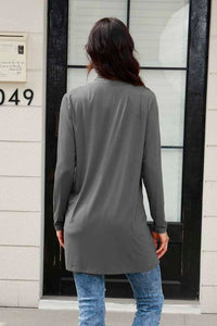 Thumbnail for Sustainable Full Size Open Front Long Sleeve Cardigan with Pockets - Opulence & Essence