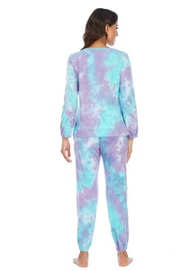 Thumbnail for Tie-Dye Top and Drawstring Pants Lounge Set - Opulence & Essence