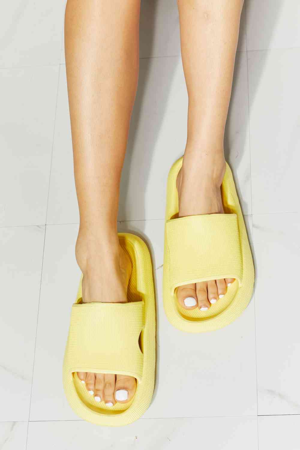 MMShoes Arms Around Me Open Toe Slide in Yellow - Opulence & Essence