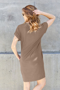 Thumbnail for Sustainable Full Size Round Neck Short Sleeve Dress with Pockets - Opulence & Essence