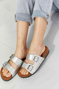Thumbnail for MMShoes Best Life Double-Banded Slide Sandal in Silver - Opulence & Essence