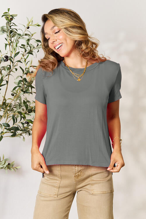 Sustainable Full Size Round Neck Short Sleeve T-Shirt - Opulence & Essence