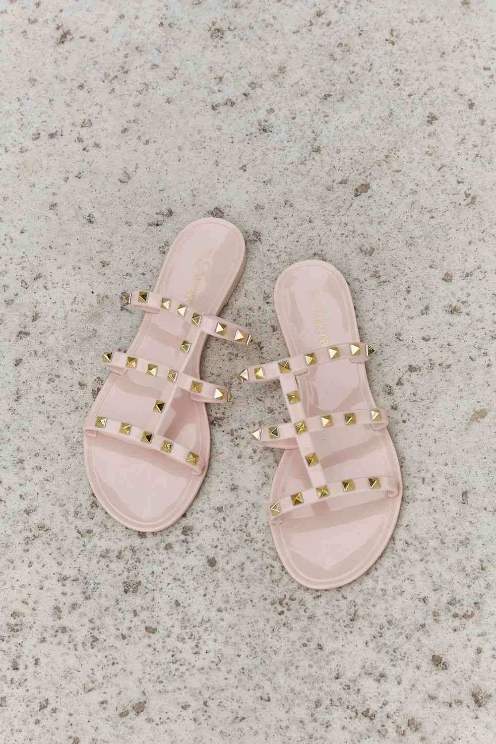 Forever Link Studded Cage Strap Slide Jelly Sandal - Opulence & Essence