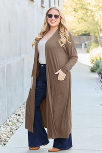 Thumbnail for Sustainable Full Size Open Front Long Sleeve Cover Up - Opulence & Essence