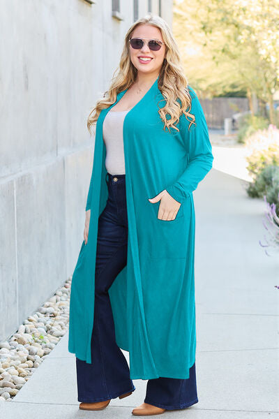 Sustainable Full Size Open Front Long Sleeve Cover Up - Opulence & Essence