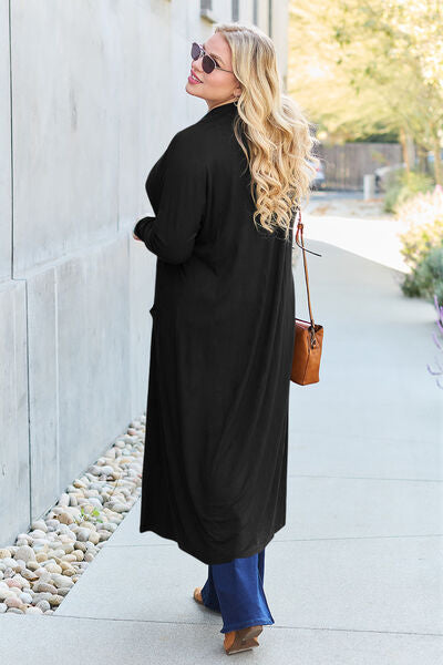 Sustainable Full Size Open Front Long Sleeve Cover Up - Opulence & Essence