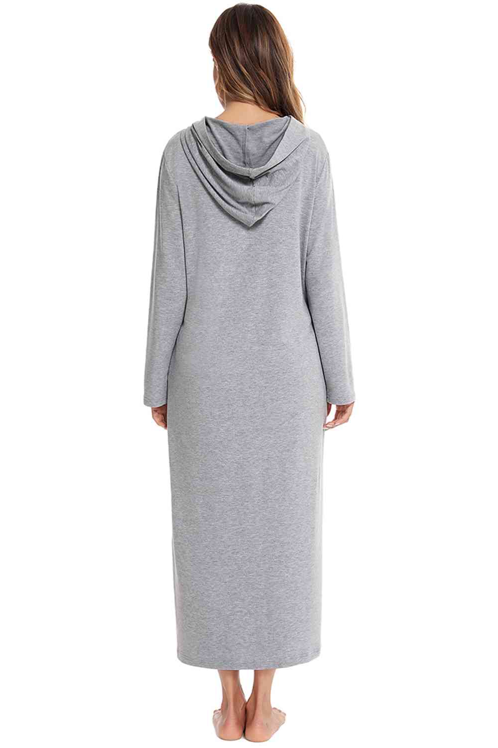 Zip Front Hooded Night Dress with Pockets - Opulence & Essence