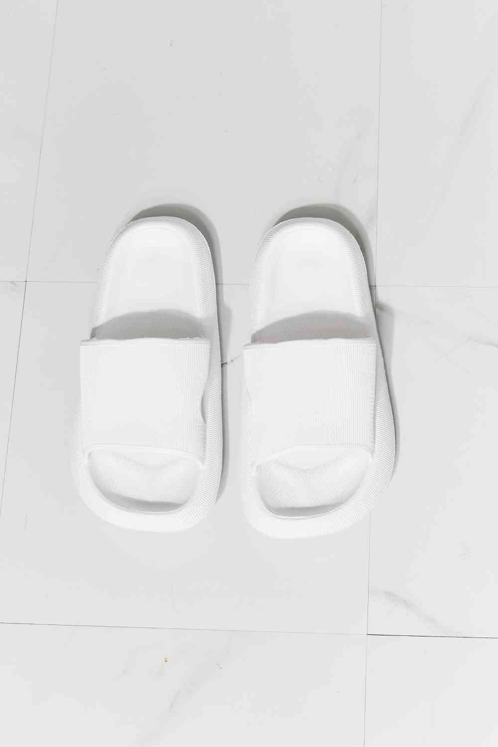 MMShoes Arms Around Me Open Toe Slide in White - Opulence & Essence