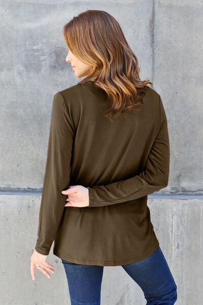 Sustainable Full Size V-Neck Long Sleeve Top - Opulence & Essence