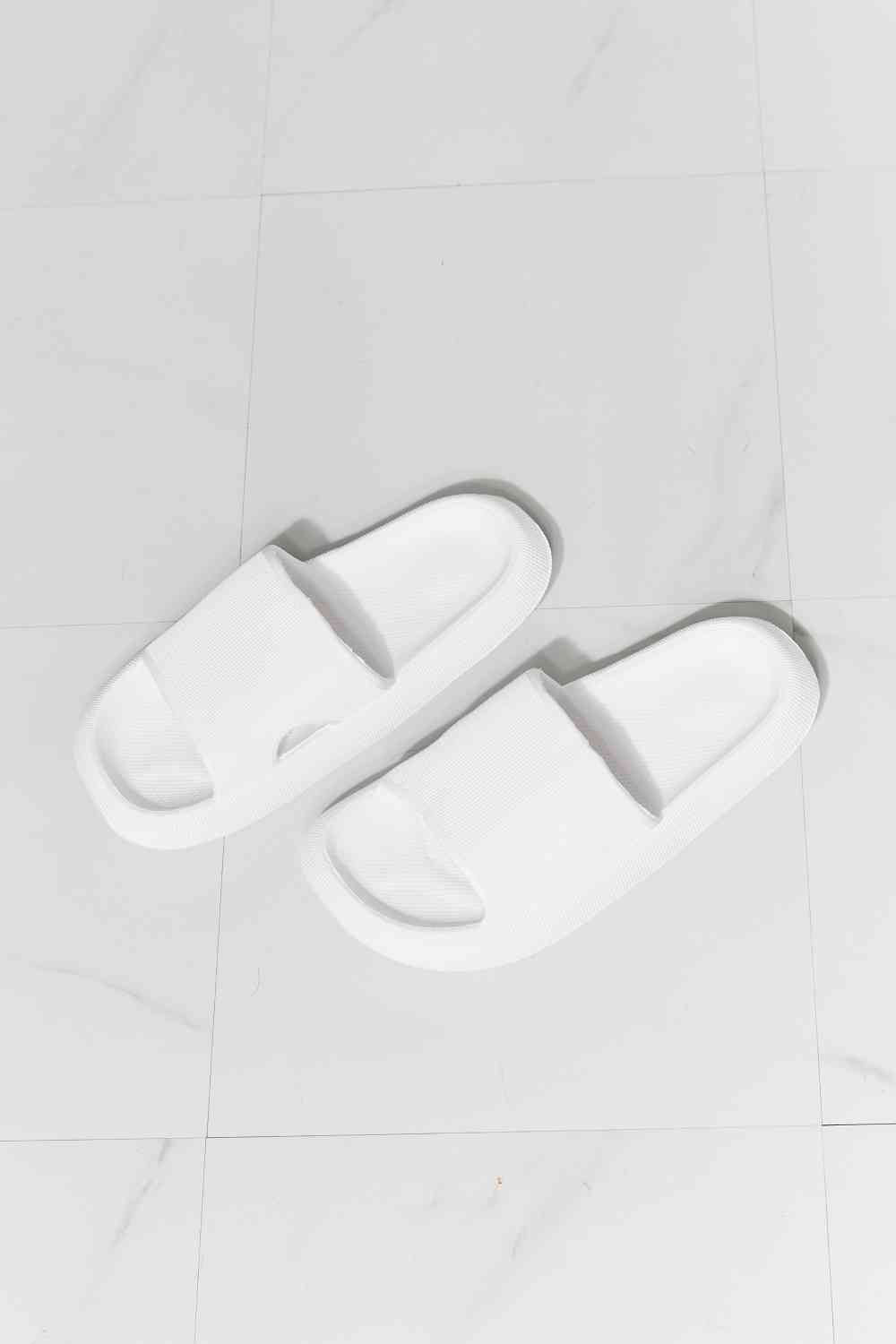 MMShoes Arms Around Me Open Toe Slide in White - Opulence & Essence