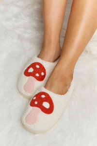 Thumbnail for Melody Mushroom Print Plush Slide Slippers - Opulence & Essence