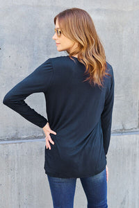 Thumbnail for Sustainable Full Size Round Neck Long Sleeve Top - Opulence & Essence