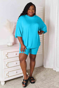 Thumbnail for Sustainable Full Size Soft Rayon Three-Quarter Sleeve Top and Shorts Set - Opulence & Essence