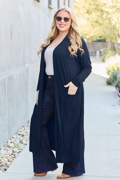 Sustainable Full Size Open Front Long Sleeve Cover Up - Opulence & Essence